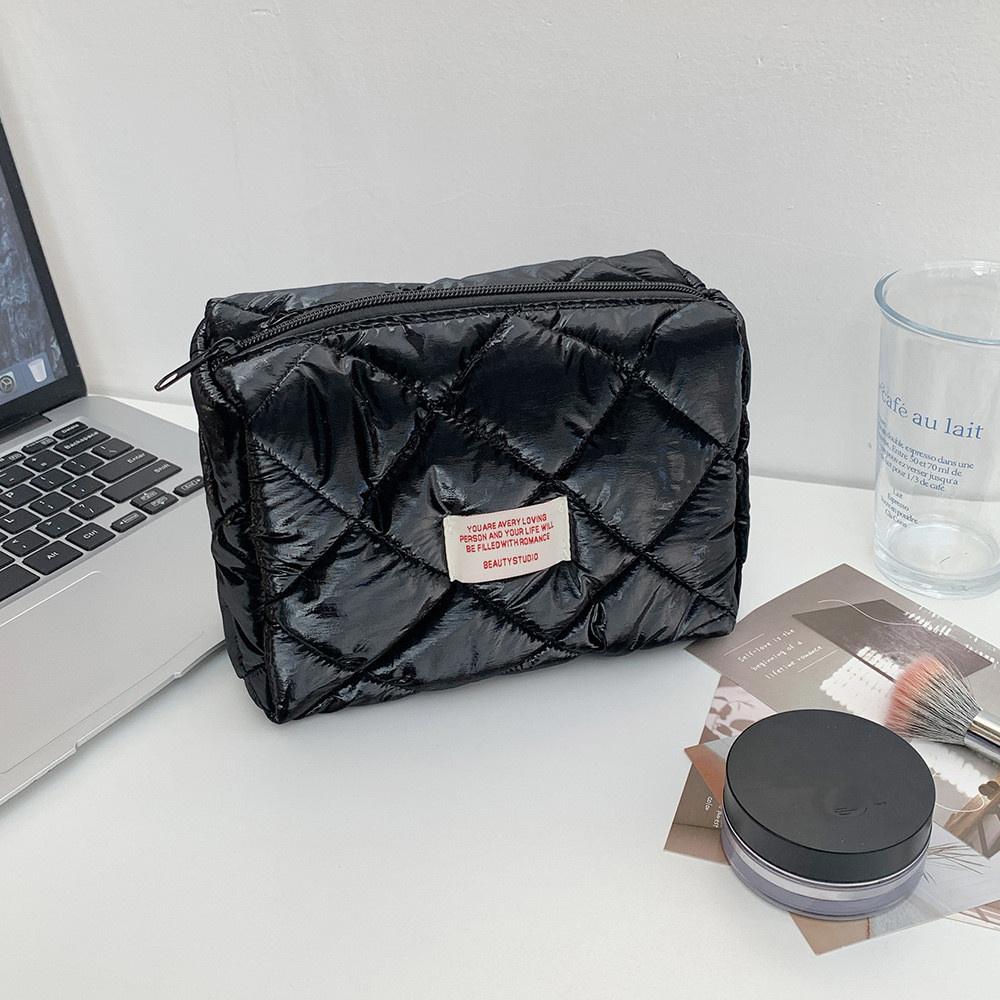 Quilting Women's Cosmetic Pouch Large Capacity Travel Storage Bags Simple Plaid Ladies Clutch Handbags Big Toiletry Bag