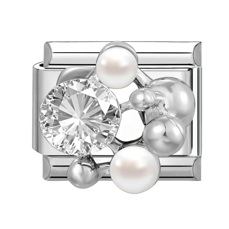 Fashion Cherry Flower Heart Star Dreamy Shiny Zircon Y2K Italian Charm Links Fit 9mm Bracelet Stainless Steel DIY Making Jewelry
