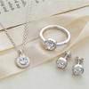 Set Bijuterii S Cupru Zirconiu Cubic, Inel Rotund Halo cu Zirconiu Cubic, Set Colier și Cercei Pentru Femei, Nuntă