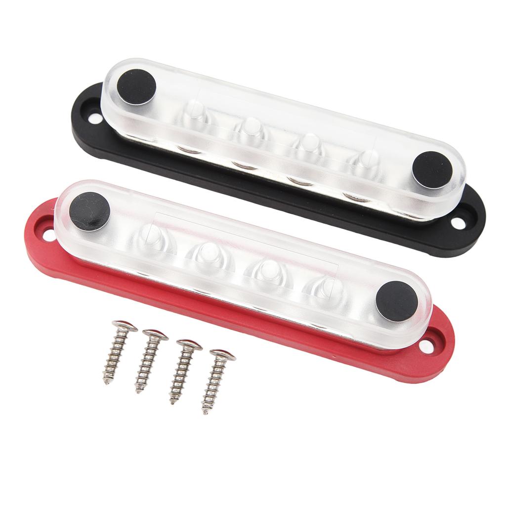 2Pcs Battery Bus Bar 6 X 5 16in M8 150A 6 Channel Power Distribution Block with Cover for Vehicle Solar Systems 12V‑48V