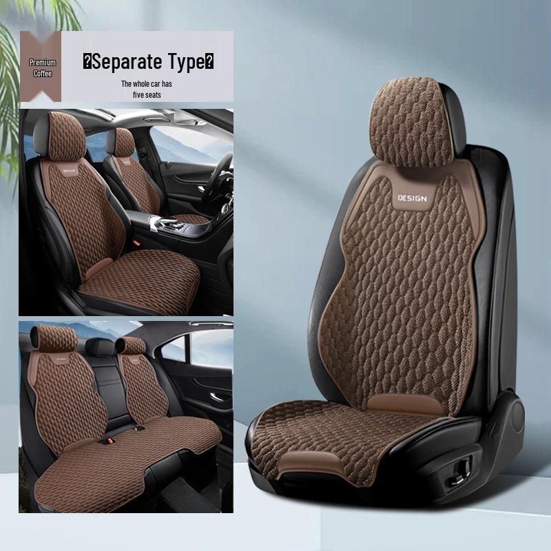 Breathable All-Season Linen Cotton Car Seat Cushion Cover, Universal Fit