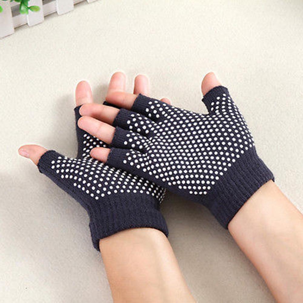 1 pair women cotton yoga fingerless non anti slip grip gloves sport exercise BSC