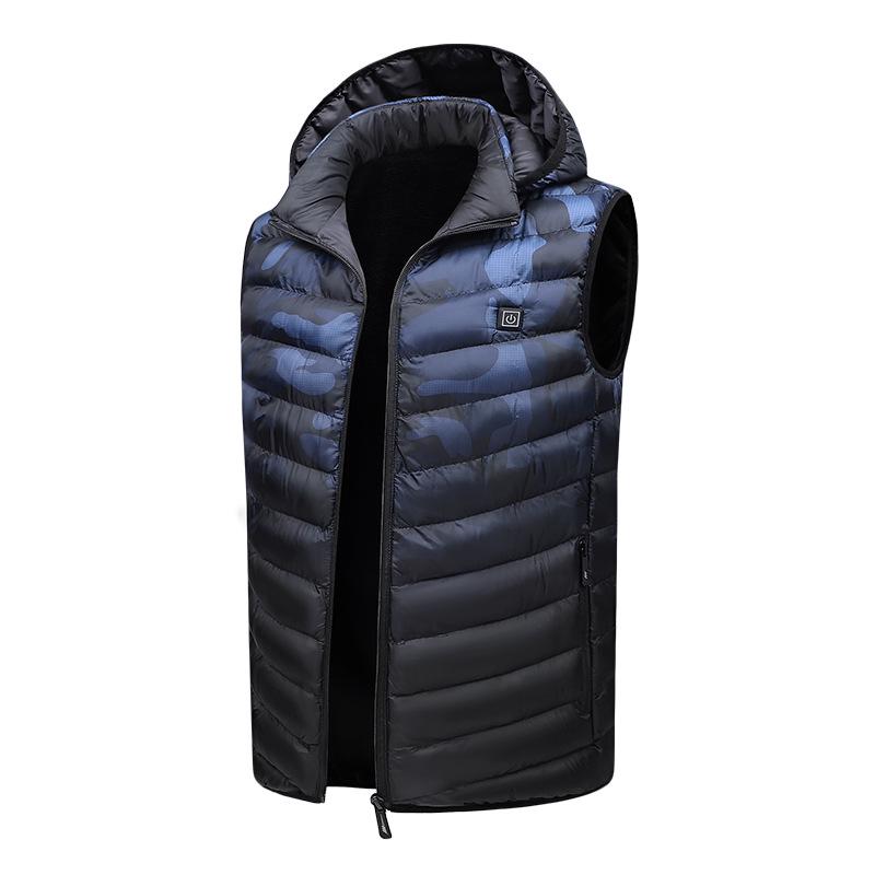 Men's Heated Hooded Winter Vest - Electric, Warm, Cotton, Plus Velvet