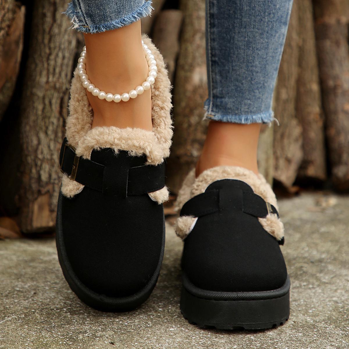 

мода Новый стиль Небольшой носок Повседневная женская обувь Женская обувь Круглый носок Лоферы Мех Осень Новинка Осень и зима 42 чёрный