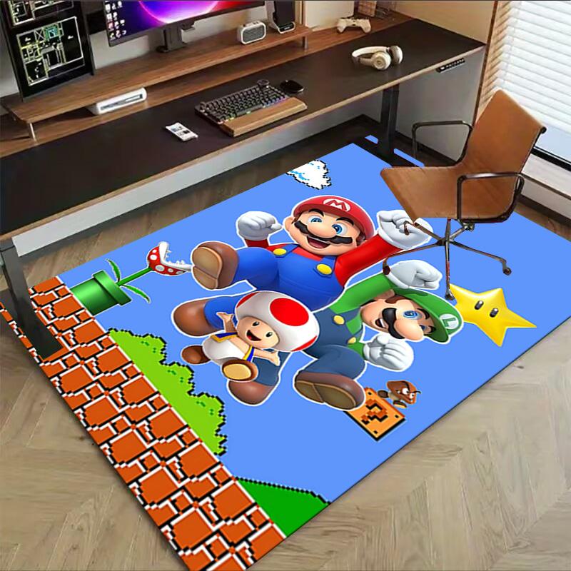 1pc Super Mario Bros Adventure Carpet for Playroom Bedroom Living Room Sofa Home Decor,kids Game Area Rug Non-slip Floor Mat Y72911