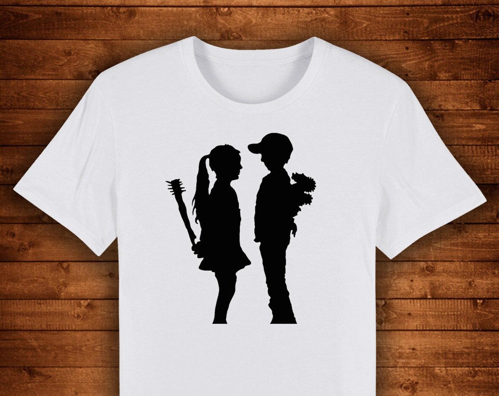 Banksy Graffiti Organic Cotton T shirt: Boy and Girl Street Art XL