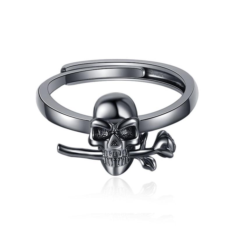 Retro Trend Women's Hip-hop Personality Skull Pendant Earrings Fashion Ring