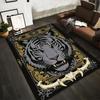 Tiger Illustration Carpet with Gold Ornate Details and Bone Design Suitable for Use As an Anti-slip for Living Room Bedroom Sofas