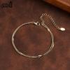 EFFIE QUEEN 925 Sterling Silver Women Layered Chain Bracelet 1MM Ball Beads Link Stackable 2 Layers Bracelet Gift Jewelry SB219