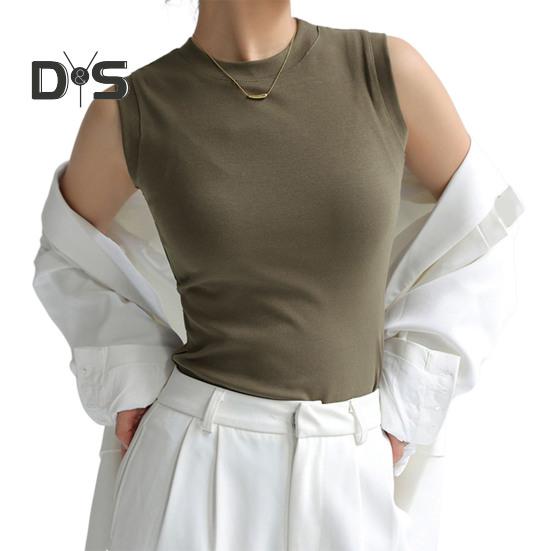 Women's Tank Top Sleeveless Cotton High Neck Crop Top Ribbed Slim Fit Basic Shirt Spring Summer Casual Outfit