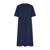 Plus-size Loose Cotton Linen Round Neck Pocket Five-quarter Sleeve Mid-length Dress