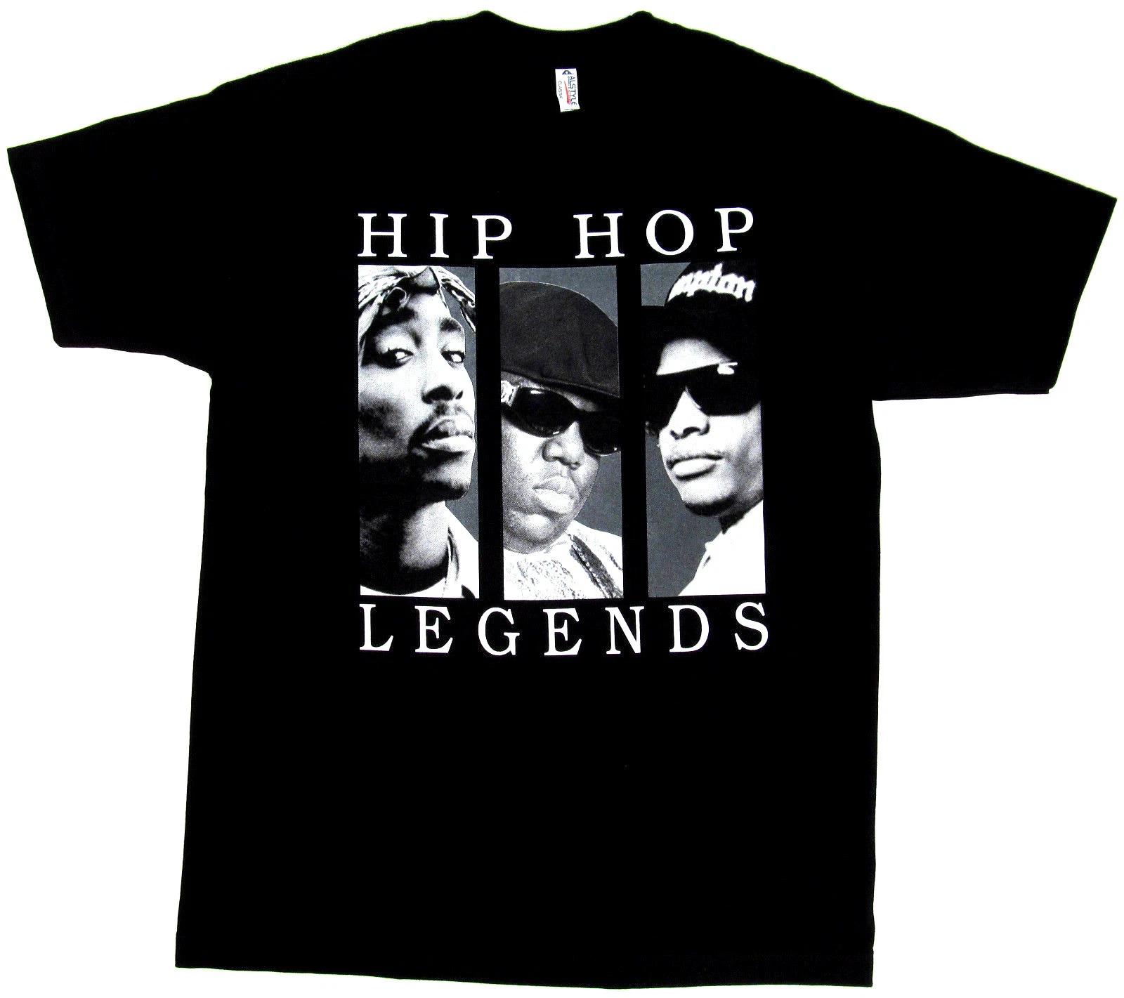 HIP HOP LEGENDS T-shirt 2Pac Tupac Biggie EazyE Adult Mens S-2XL Black New S