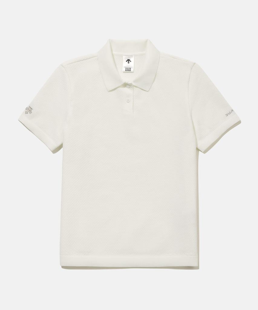 DESCENTE Women'S Dualis Knit Polo Short Sleeve T-Shirt Ivory Sr122Dps34