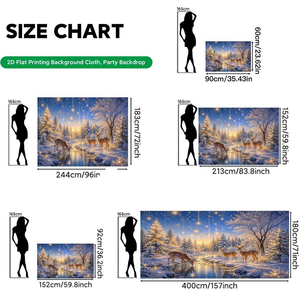 1Pcs Snowy Forest Deer Winter Landscape Decoration Background Nature Backdrop Decorations For Photo Studio Photo Booth Party