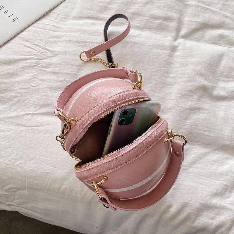 Basketball Handbag Small Round Bag Basketball Bag Letter Printing Shoulder Bag