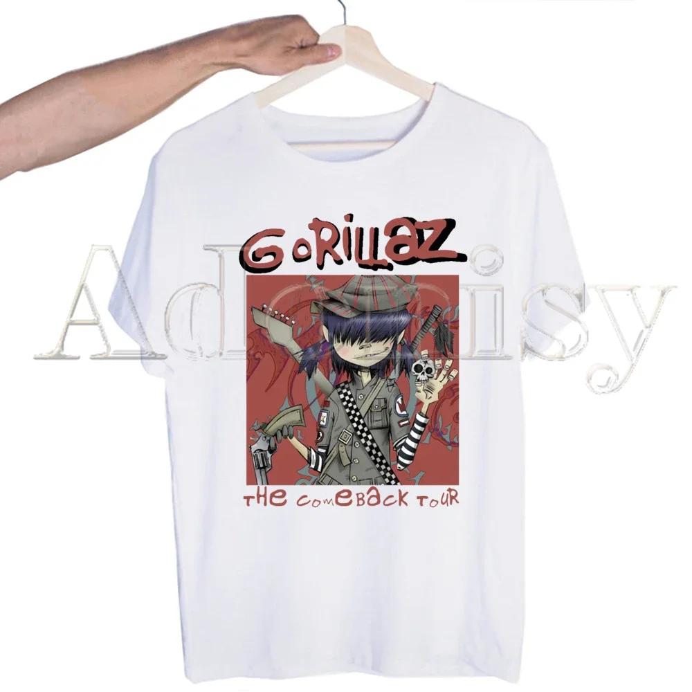 

Gorillaz Music Футболки Харадзюку Летние Мужские/Женские Хип-Хоп Смешной Принт Футболка Уличная Одежда Футболка с Коротким Рукавом Топ S