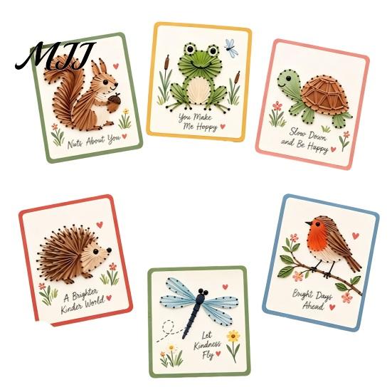 Holiday Card Crafting Garden Animal Stitching Kit, DIY Stitch by Needle And Thread Crafts Hand, Embroidery Greeting Kit for Adults Beginners