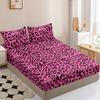 3pcs Pink Leopard Fitted Sheet Set (1 Fitted Sheet + 2 Pillowcases, No Pillow Inserts)