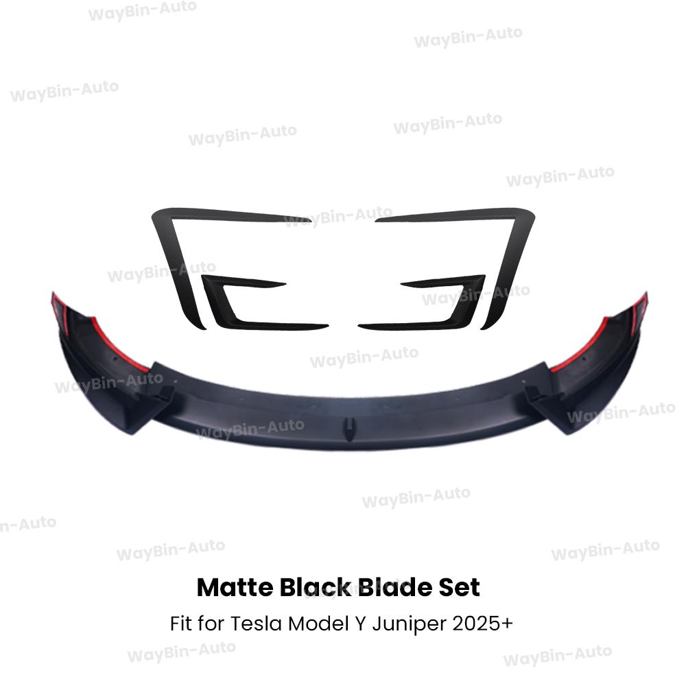Glossy Black Front Lip Spoiler & Front Bumper Lip Kit for Tesla Model Y Juniper 2025+ - AD Sport Body Kits Styling Accessories
