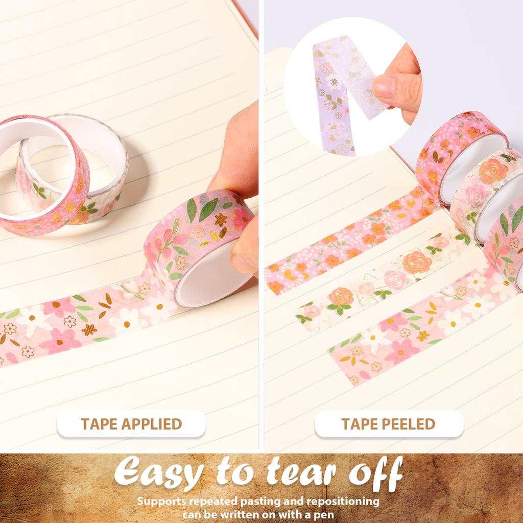 48 Roll Washi Tapes 1/1.5/2cm Floral Gold Foil Adhesive Decorative Masking Tape Scrapbook Stationery Stickers School Supplies