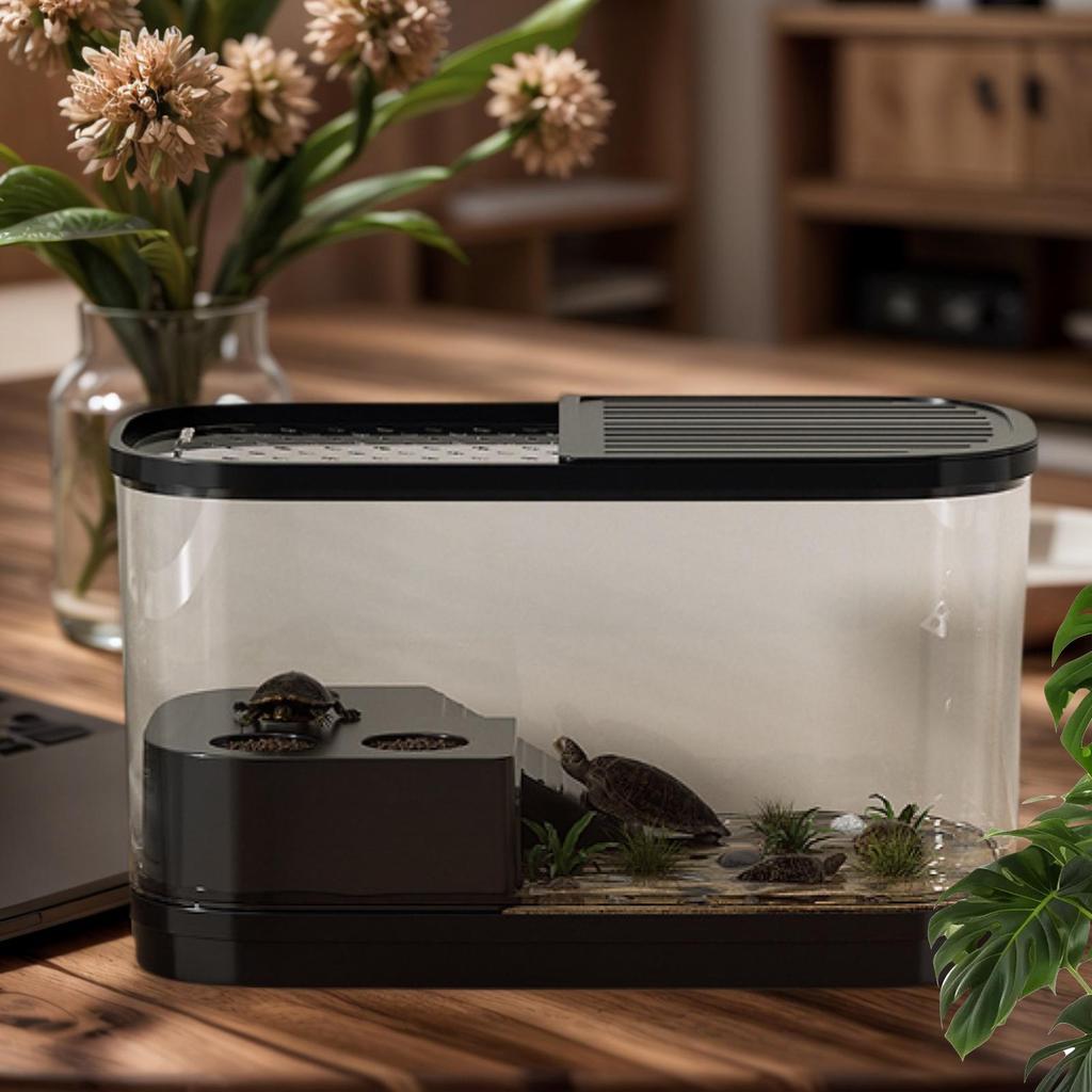 Turtle Tank With A Platforms And Drainage Desktop Tortoise Aquarium Reptile Enclosure Terrarium Pet Aquarium Prevent Escaping
