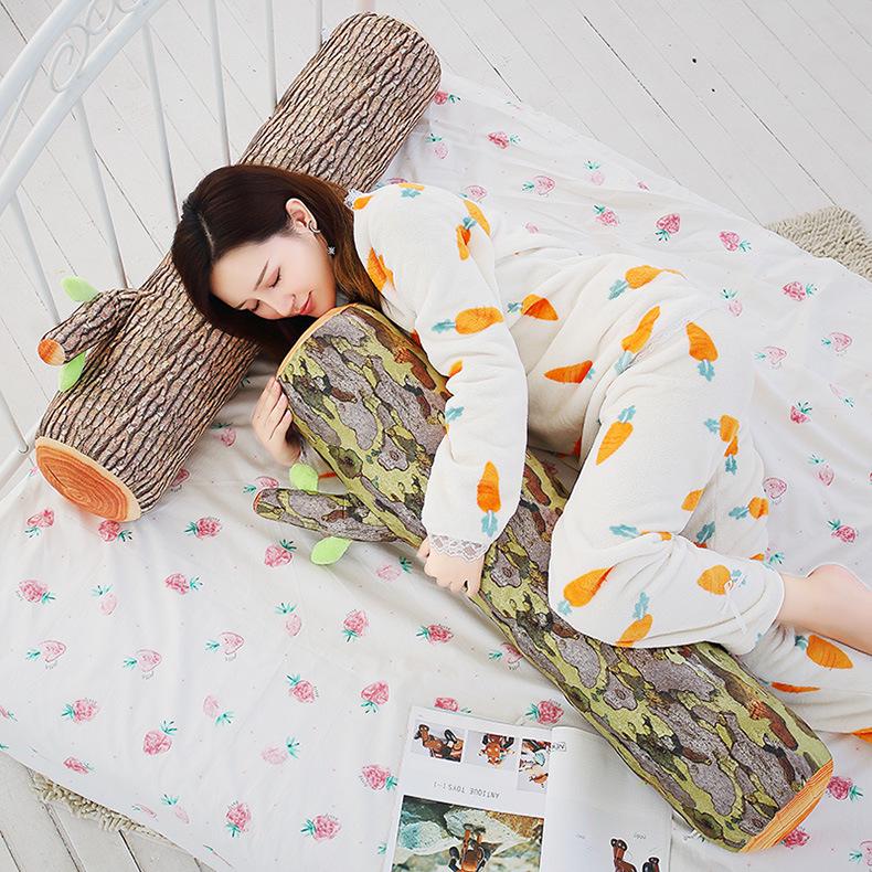 Creative Tree Stump Plush Cushion - Colorful Simulated Wood Design Pillow and Toy