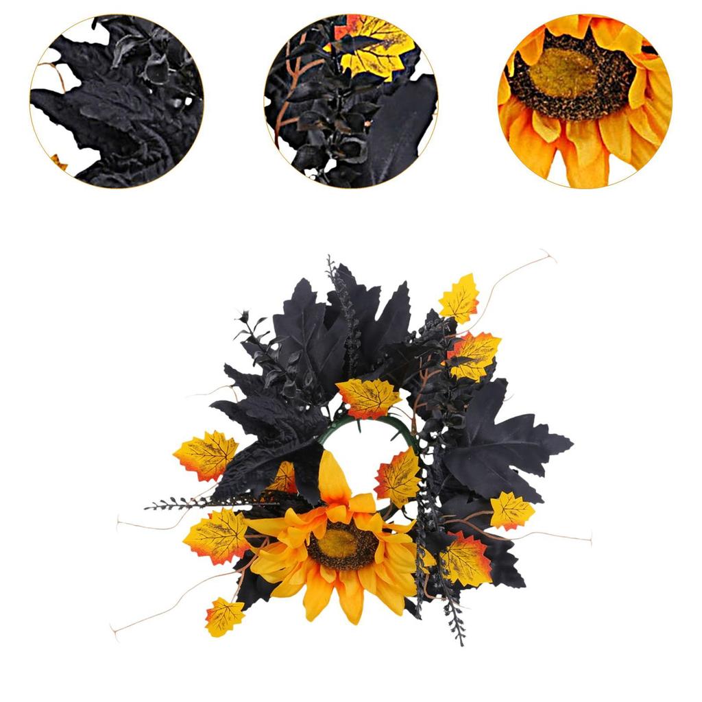 Halloween Candle Ring Wreath Artificial Maple Leaf Wreath Rustic Candle Wreath for Bar Thanksgiving Party Supplies Home Decor
