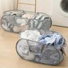 Foldable Laundry Hamper Basket - 3-Section Breathable Mesh Clothes Organizer with Handles Space-Saving Collapsible Design for Bathroom