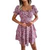 GMXIA Summer/Spring Women's Fashion slim-fit square neck short-sleeved dress