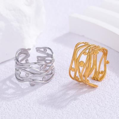 European & American Stainless Steel Colorfast Open Ring - High-End Titanium Irregular Design