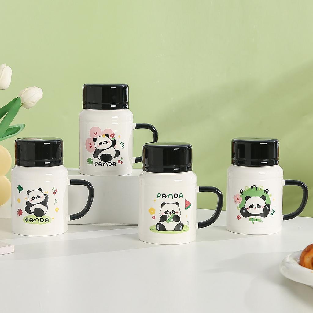 Panda Mug High Precision Cartoon Ceramic Cup with Lid for Boys and Girls' Souvenir Wedding Gift