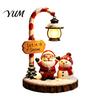 Bedside Lighting for Kids Room Christmas Santa Claus Reading Lantern, Snowman Elk LED Night Light with Warm Resin Desk Lamp Dormitory Glow,