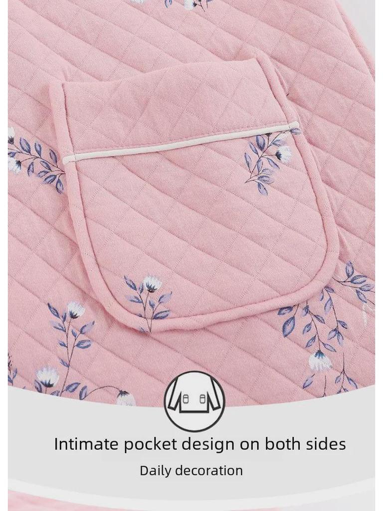 Dicker Winter-Baumwollpyjama für Damen – 100 % reine Baumwolle, Übergröße, drinnen und draußen tragbar