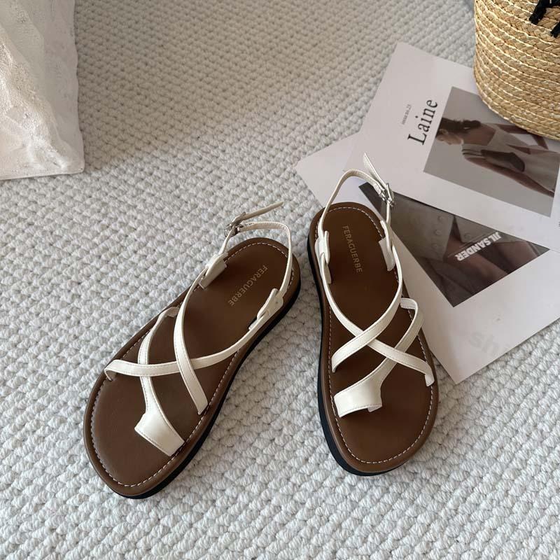 Fashion 2025 Summer New Roman Style Open Toe Cross Strap Casual Sandals for Women Comfortable Versatile Outdoor Beach Fashion Cool Shoes
