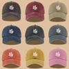 Maple Leaf Print Retro Trucker Cap Breathable Adjustable Baseball Cap Unisex Sun Hat