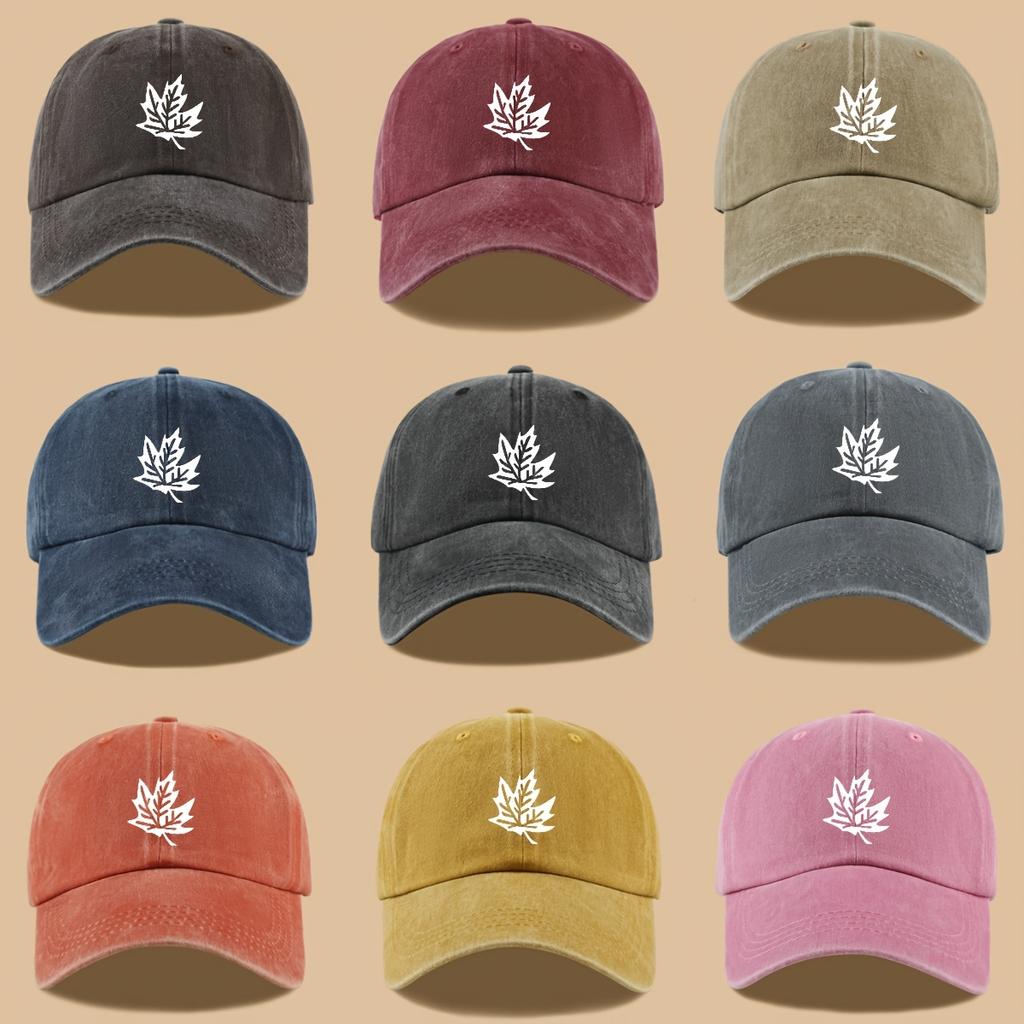 Maple Leaf Print Retro Trucker Cap Breathable Adjustable Baseball Cap Unisex Sun Hat