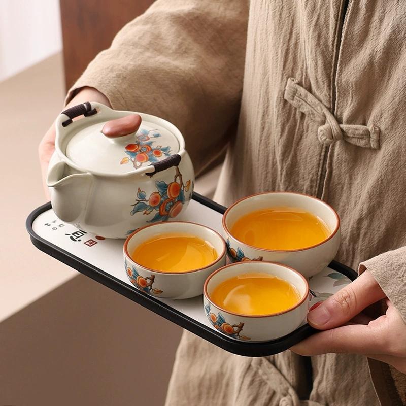 Luxurious High-End Ceramic Yu Ceramics Tea Set Gift Box for Home Use Customizable Gongfu Tea Brewing Process Includes Teapot And