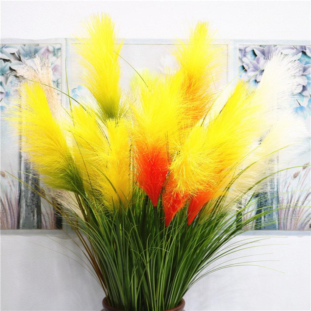 Artificial Phragmite Faux Grass Stem 34.3 Inch Artificial Flower Arrangement Plant Decoration for Home Indoor Outdoor Green