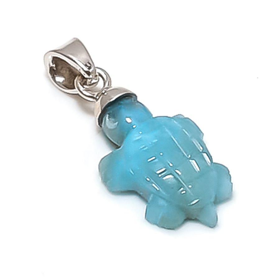 

Natural Larimar Gemstone Handmade 925 Sterling Silver Jewelry Pendant 1.10 t5M46