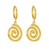 Gold Plated Stainless Steel Spiral Drop Hoop Earrings for Women