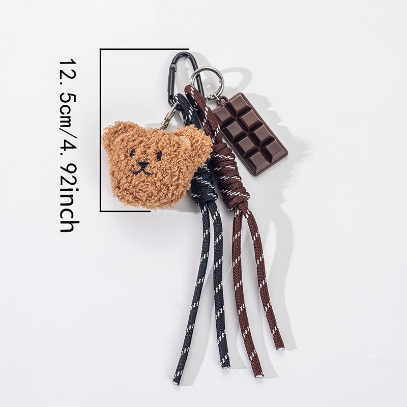 Y2K Braided Rope Bag Pendant High-grade Cute Plush Bear Keychain Pendant Fashion Bag Accessories for Women Girl