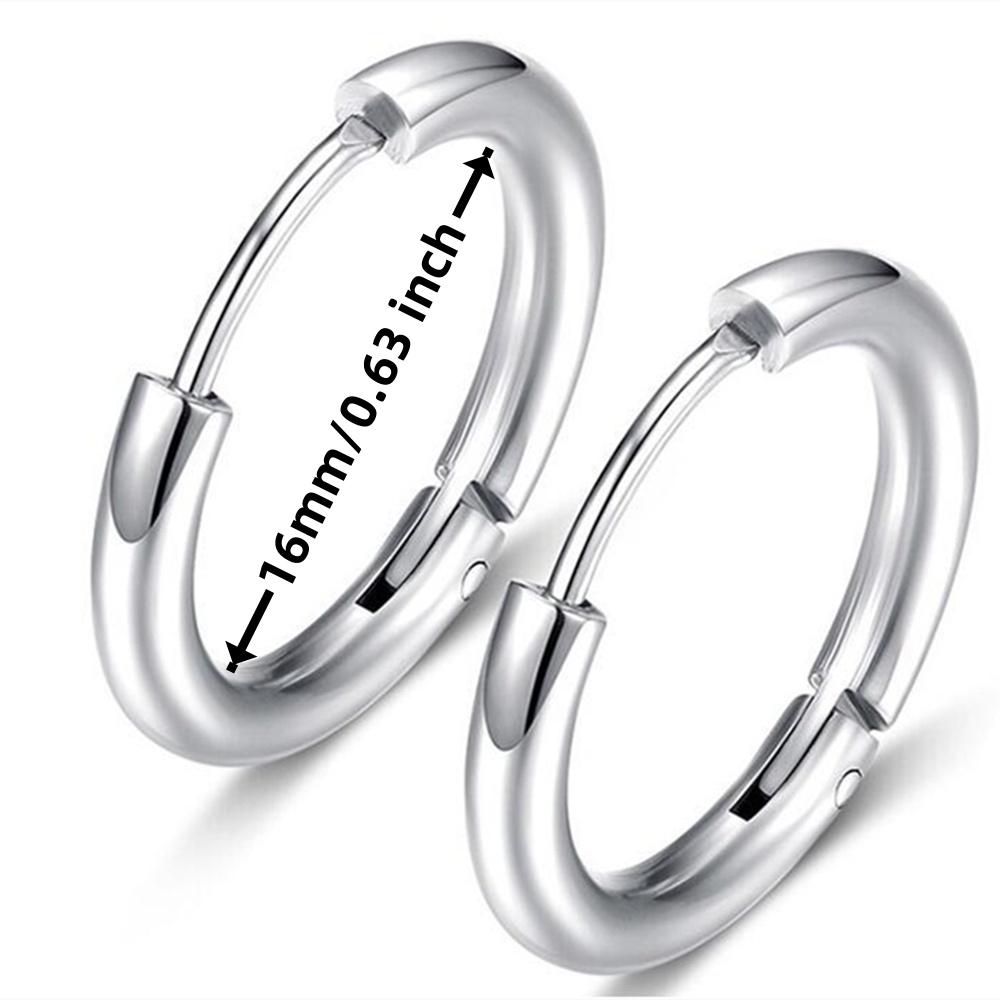 Trend Black/Gold Color Classic Stainless Steel Men Women's Hoops Earrings Minimalist Y2k Small Round Circle Piercing Ear Jewelry