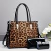 Leopard Texture Print Tote Bag Retro Fashion Women Square Handbag With Strap Crossbody Shoulder Bag Lady Gift Top Handle Bag