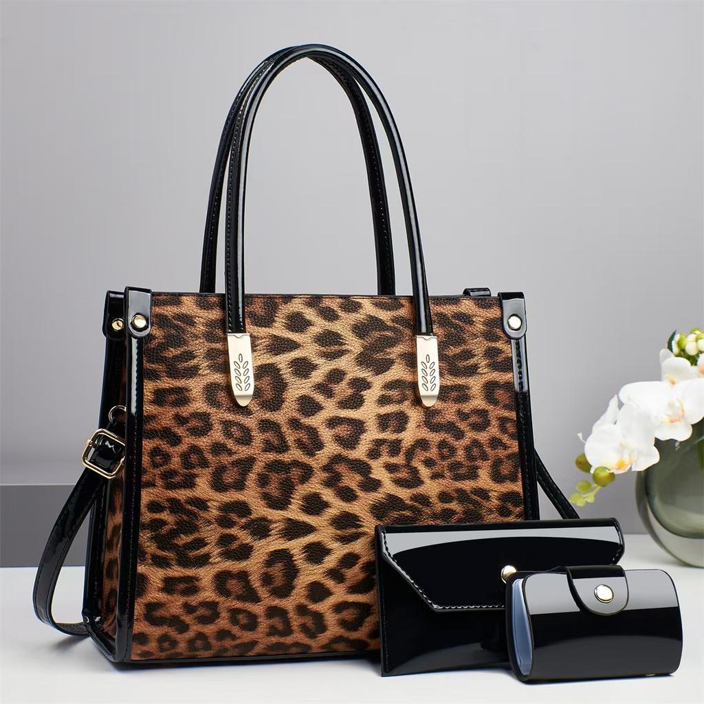 Leopard Texture Print Tote Bag Retro Fashion Women Square Handbag With Strap Crossbody Shoulder Bag Lady Gift Top Handle Bag