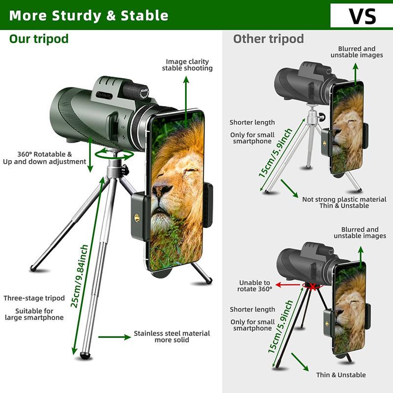 40x60 Portable Zoom HD Monocular Telescope Folding Long Distance Powerful Telescope for Hunting Sports Outdoor Camping Travel
