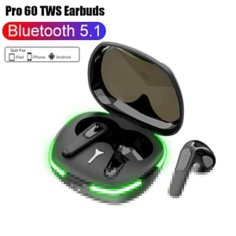 

TWS Pro60 Fone Bluetooth 5.0 Earphones Wireless Headphones HiFi Stero Headset Noise Reduction Sports Earbuds with Mic for Phone чорний