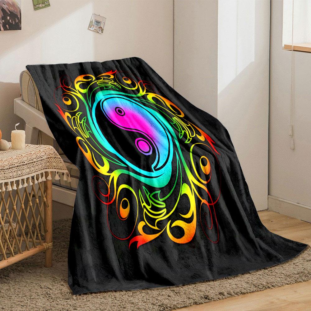 "Rainbow Yin-Yang Mandala Design" print blanket soft and cozy perfect for the living room bed sofa or a nap,gift
