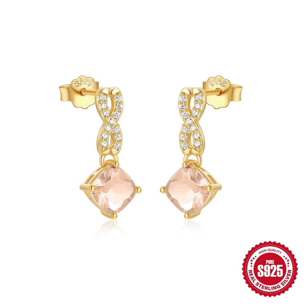 Light Luxury S925 Sterling Silver Personality Temperament 8-Shaped Infinite Symbol 8-Character Geometric Horse Eye Diamond Stud Earrings Earrings