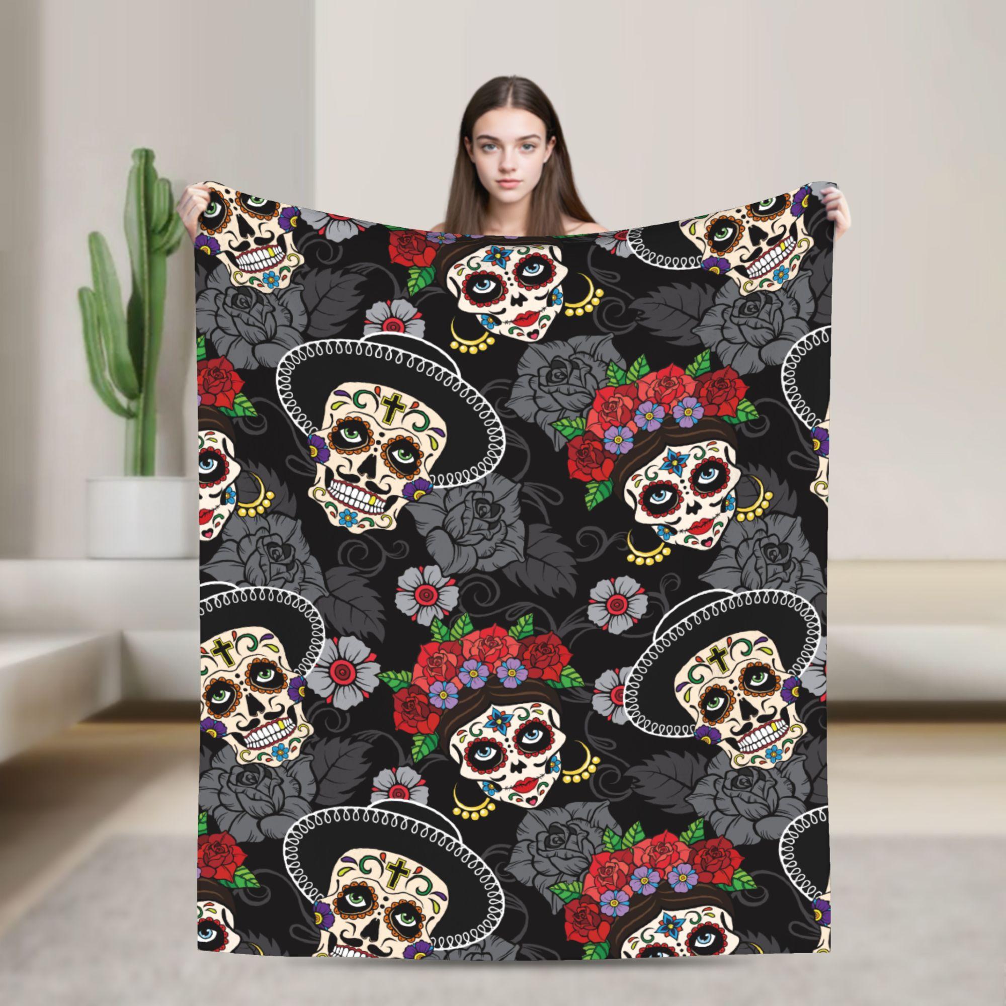 

Halloween Horror Blankets Cartoon Skull Bone Flannel Vintage Breathable Throw Blanket for Coverlet Textile Decor 100x150cm