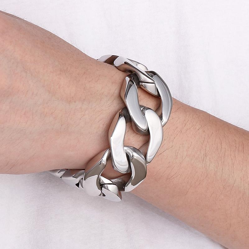 Klobiges 31-mm-Miami-Kettenarmband für Männer in Goldfarbe, schweres Edelstahl-Herrenarmband, Geburtstagsgeschenk für Vater, Ehemann, Jungen